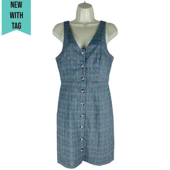 Show me Your Mumu Gray Arlette Plaid Mini Dress Button Front Size M - Picture 4 of 12